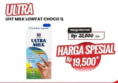 Promo Harga Ultra Milk Susu UHT Low Fat Coklat 1000 ml - Carrefour