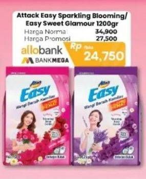 Promo Harga Attack Easy Detergent Powder Sparkling Blooming, Sweet Glamour 1200 gr - Carrefour