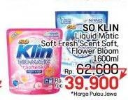 Promo Harga So Klin Biomatic Liquid Detergent +Softener Front Top Load Fresh Scent, +Softener Front Top Load Flower Bloom 1600 ml - LotteMart