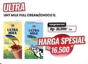 Promo Harga Ultra Milk Susu UHT Full Cream, Coklat 1000 ml - Carrefour