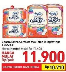 Promo Harga Charm Extra Comfort Maxi Wing 23cm, NonWing 23cm  - Carrefour