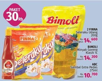 Promo Harga Paket 30rb 2 Finna Seleraku Udang + Bimoli Minyak Goreng + ABC Sambal Extra Pedas  - LotteMart