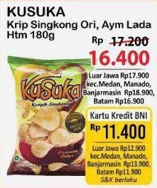 Promo Harga Kusuka Keripik Singkong Original, Ayam Lada Hitam 180 gr - Alfamart