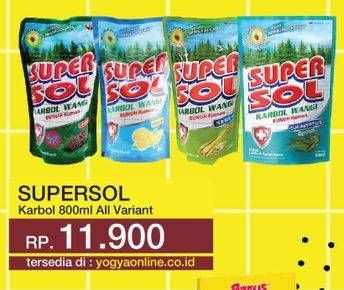 Promo Harga SUPERSOL Karbol Wangi All Variants 800 ml - Yogya