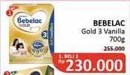 Promo Harga BEBELAC 3 Gold Susu Pertumbuhan Vanila per 2 box 700 gr - Alfamidi