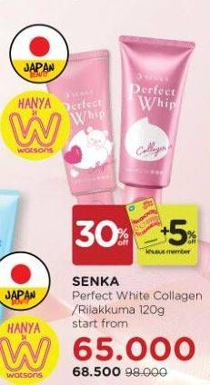 Promo Harga SENKA Perfect Whip Facial Foam Collagen In, Rilakkuma 120 gr - Watsons