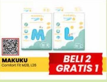 Promo Harga Makuku Comfort Fit Diapers Pants M28, L26 26 pcs - Yogya