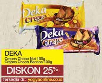 Promo Harga DUA KELINCI Deka Crepes Choco Banana, Choco Nut 100 gr - Yogya
