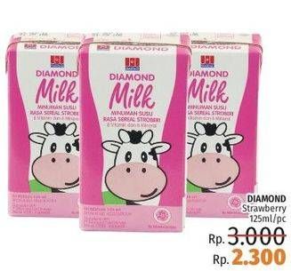 Promo Harga DIAMOND Milk UHT Strawberry 125 ml - LotteMart