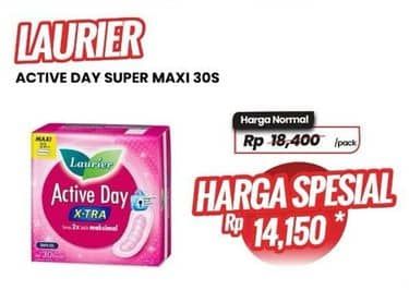 Promo Harga Laurier Active Day Super Maxi NonWing 30 pcs - Carrefour