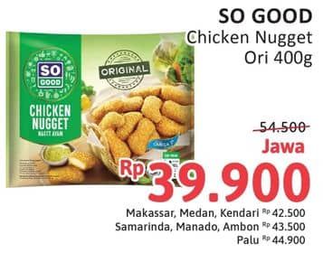 Promo Harga So Good Chicken Nugget Original 400 gr - Alfamidi