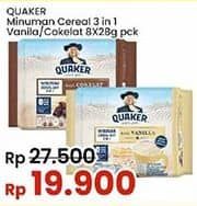 Promo Harga Quaker Oatmeal 3in1 Cokelat, 3in1 Vanilla per 8 pcs 28 gr - Indomaret