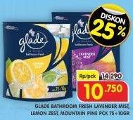 Promo Harga Glade Bathroom Lavender Mist, Lemon Zest, Mountain Pine 85 gr - Superindo