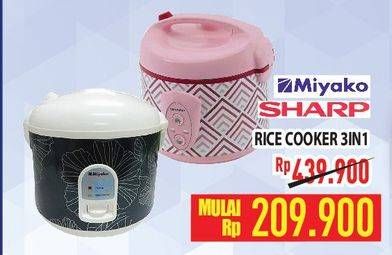 Promo Harga MIYAKO/SHARP Rice Cooker 3 In 1  - Hypermart