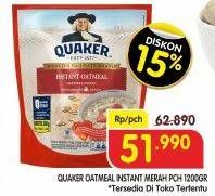 Promo Harga Quaker Oatmeal Instant 1200 gr - Superindo