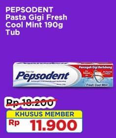 Promo Harga Pepsodent Pasta Gigi Pencegah Gigi Berlubang Fresh Cool Mint 190 gr - Indomaret