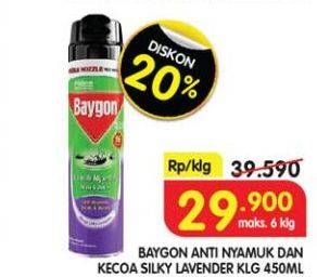 Promo Harga Baygon Insektisida Spray Silky Lavender 450 ml - Superindo