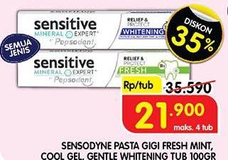 Promo Harga Sensodyne Pasta Gigi Fresh Mint, Cool Gel, Gentle Whitening 100 gr - Superindo