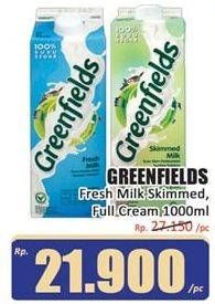 Promo Harga GREENFIELDS Fresh Milk Skimmed Milk, Full Cream 1000 ml - Hari Hari