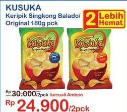 Promo Harga KUSUKA Keripik Singkong Balado, Original per 2 pouch 180 gr - Indomaret