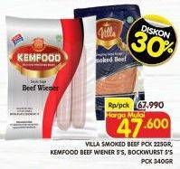 Promo Harga Villa Smoked Beef/Kemfood Beef Wiener/Bockwurst  - Superindo
