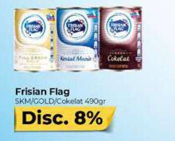 Promo Harga FRISIAN FLAG Susu Kental Manis Gold, Cokelat, Putih 490 gr - Carrefour
