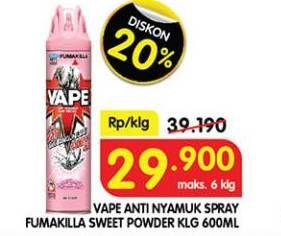 Promo Harga Fumakilla Vape Aerosol Sweet Powder 600 ml - Superindo