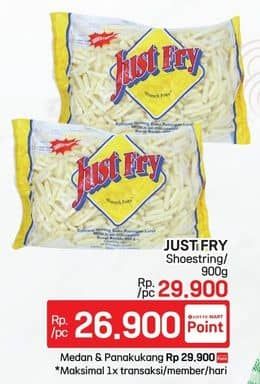 Promo Harga Just Fry French Fries Shoestrings 900 gr - LotteMart