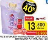 Promo Harga FRES & NATURAL Body Wash Cotton Dream, Berry Macaron  - Superindo