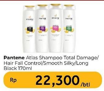 Promo Harga Pantene Shampoo Total Damage Care, Hair Fall Control, Silky Smooth Care, Long Black 170 ml - Carrefour