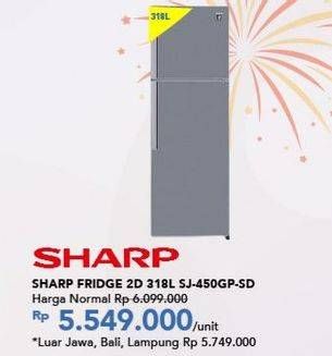 Promo Harga Sharp SJ-450GP-SD Kulkas 2 Pintu  - Carrefour