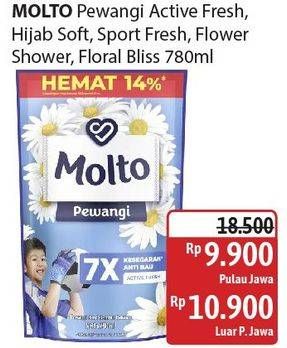 Promo Harga Molto Pewangi Active Fresh, Floral Bliss, Flower Shower, Hijab Soft Fresh, Sports Fresh 780 ml - Alfamidi