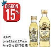 Promo Harga Filippo Berio Olive Oil Extra Virgin, Extra Light 250 ml - Hypermart