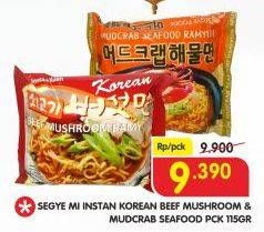 Promo Harga SEGYE Mie Ramyun Beef Mushroom, Mudcrab Seafood 115 gr - Superindo