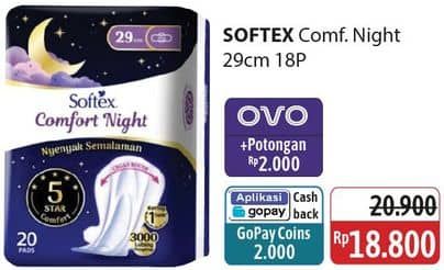 Promo Harga Softex Comfort Night Wing 29cm 18 pcs - Alfamidi