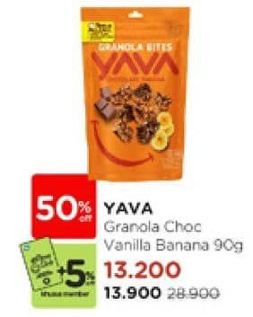 Promo Harga Yava Granola with Cashews Chocolate Banana 90 gr - Watsons