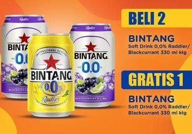 Promo Harga BINTANG Radler Zero Lemon, Blackcurrant 330 ml - Indomaret