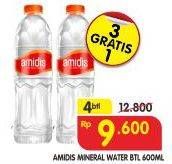 Promo Harga AMIDIS Air Mineral per 4 botol 600 ml - Superindo