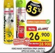 Promo Harga Force Magic Insektisida Spray Lemon, Green Apple 600 ml - Superindo