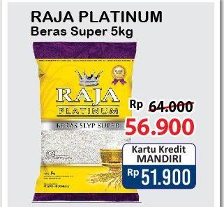 Promo Harga Raja Platinum Beras Slyp Super 5000 gr - Alfamart