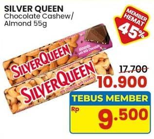 Promo Harga Silver Queen Chocolate Almonds, Cashew 58 gr - Indomaret