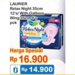 Promo Harga Laurier Relax Night Gathers 35cm, 35cm 8 pcs - Indomaret