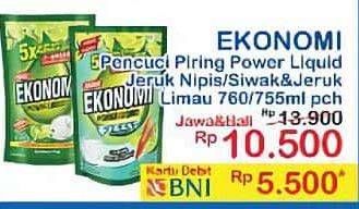 Promo Harga Ekonomi Pencuci Piring Power Liquid Jeruk Nipis, Siwak Jeruk Limau 760 ml - Indomaret