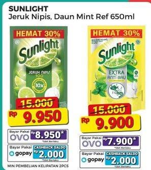 Promo Harga Sunlight Pencuci Piring Anti Bau With Daun Mint 650 ml - Alfamart