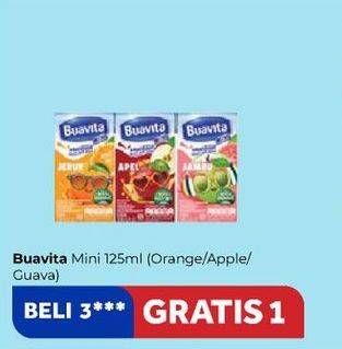 Promo Harga BUAVITA Fresh Juice Apple, Guava, Mini Orange 125 ml - Carrefour
