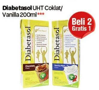Promo Harga DIABETASOL UHT Chocolate, Vanilla per 2 box 200 ml - Carrefour
