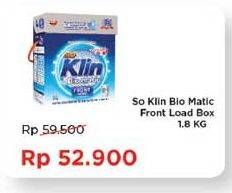 Promo Harga SO KLIN Biomatic Powder Detergent Front Load 1800 gr - Indomaret