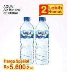 Promo Harga AQUA Air Mineral per 2 botol 600 ml - Indomaret