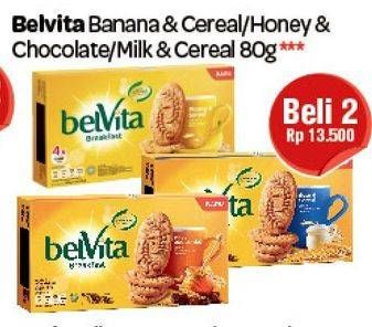 Promo Harga BELVITA Biskuit Breakfast Banana Cereal, Honey Chocolate, Milk Cereal per 2 box 80 gr - Carrefour