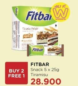 Promo Harga FITBAR Makanan Ringan Sehat Tiramisu 5 Pcs 25 gr - Watsons